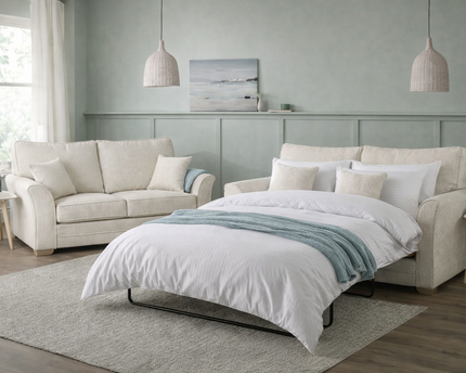 Kelly 3 Seat Sofa Bed + 2 Seater In Cream