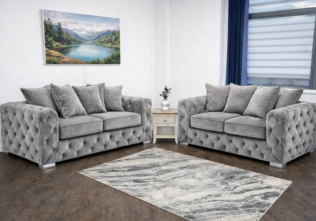 Ashton 3 Seat Sofa Bed + 2 Seater In Grey