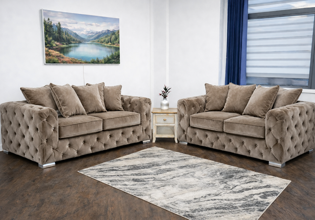 Ashton 3 Seater Sofa Bed + 2 Seater In Beige