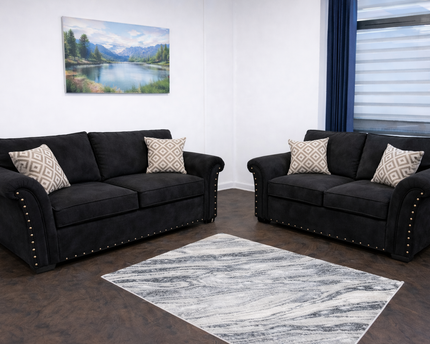Harrison 3 Seater Sofa Bed +2 Seater In Black