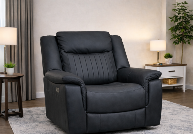 Lotus Tech Power Recliner Arm Chair In Charcoal