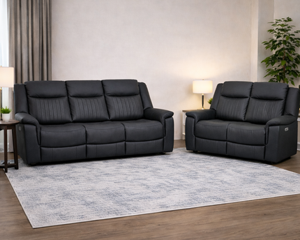 Lotus Tech 3+2 Seater Power Recliner Set In Charcoal