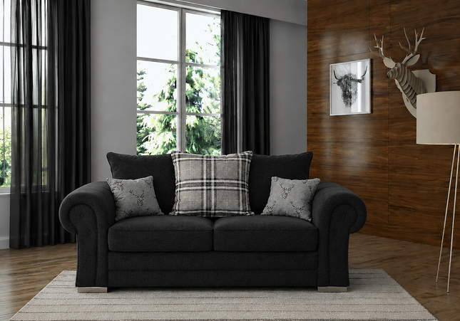 Verona 2 Seat Pillow Back Sofa In Black