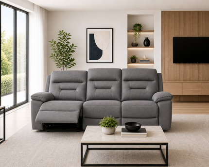 Brayden 3 Seater Manual Recliner Sofa In Grey