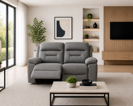 Brayden 2 Seater Manual Recliner Sofa In Grey