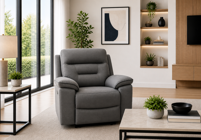 Brayden Arm Chair Manual Recliner In Grey