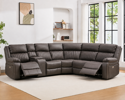 Avalon Tech Power Recliner Corner Sofa In Charcoal