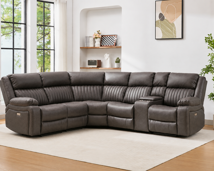 Avalon Tech Power Recliner Corner Sofa In Charcoal