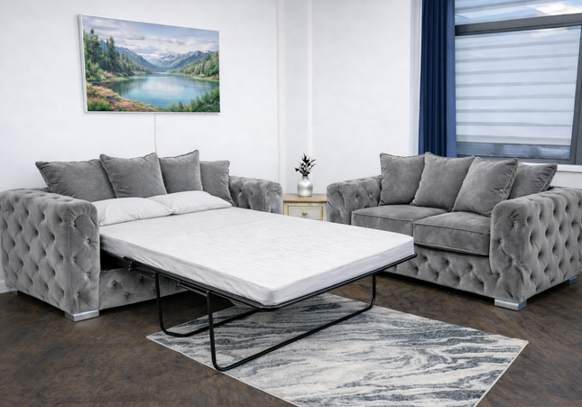 Ashton 3 Seat Sofa Bed + 2 Seater In Grey