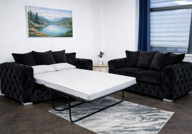 Ashton 3 Seat Sofa Bed +2 Seater In Black