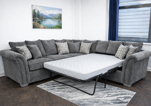 Harrison 2c2 Corner Sofa Bed In Dark Grey