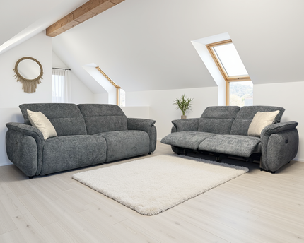 Chelsea Power Recliner 3+2 Sofa Set In Grey Fabric