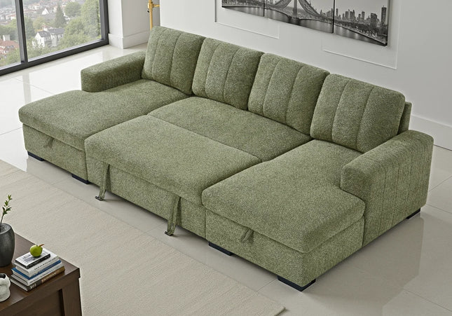 Como Sofa Bed U-Shape Corner Sofa – Green