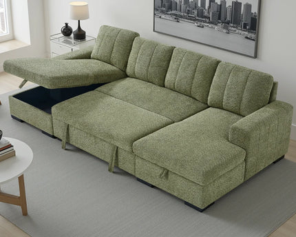Como Sofa Bed U-Shape Corner Sofa – Green
