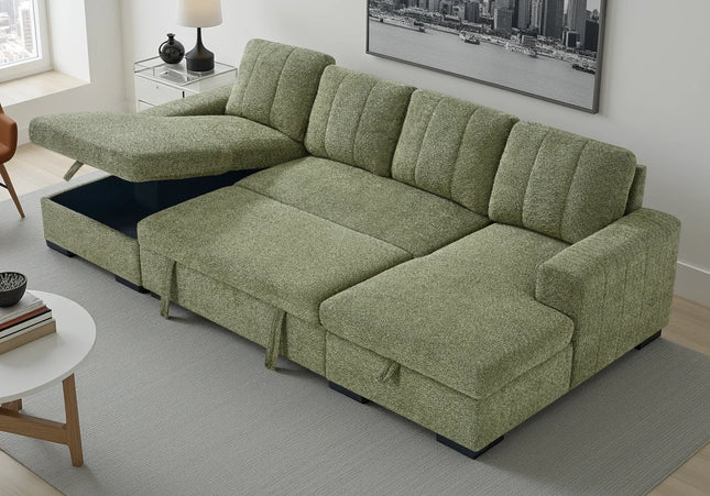 Como Sofa Bed U-Shape Corner Sofa – Green