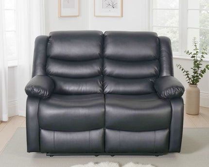 Conrad Manual Recliner 2 Seater Sofa – Black