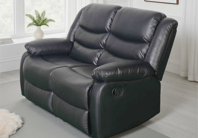 Conrad Manual Recliner 2 Seater Sofa – Black