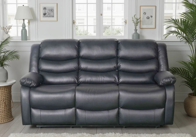Conrad Manual Recliner 3 Seater Sofa – Black