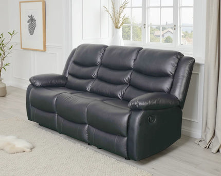 Conrad Manual Recliner 3 Seater Sofa – Black