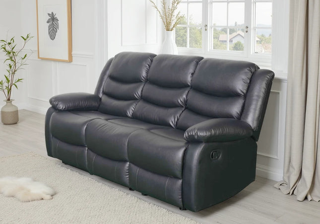 Conrad Manual Recliner 3 Seater Sofa – Black