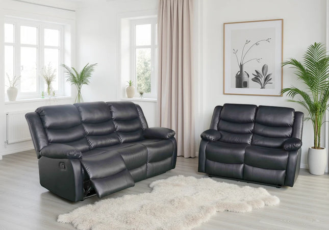 Conrad Manual Recliner 3+2 Sofa Set – Black