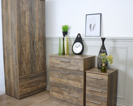 Contrast Trio Bedroom Set In Vintage Oak