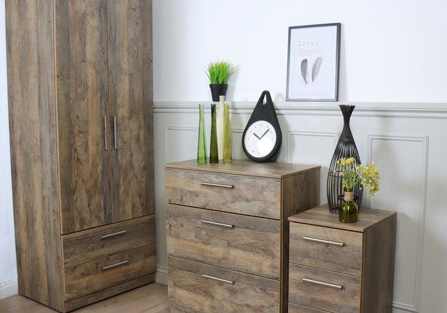 Contrast Trio Bedroom Set In Vintage Oak