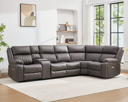 Avalon Tech Power Recliner Corner Sofa In Charcoal