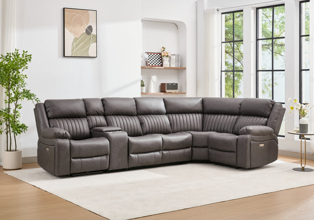 Avalon Tech Power Recliner Corner Sofa In Charcoal