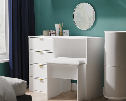 Diego Desk & Stool in White Matt