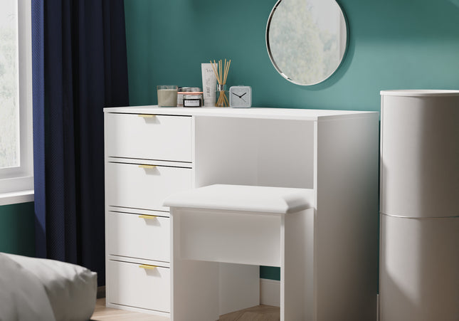 Diego Desk & Stool in White Matt