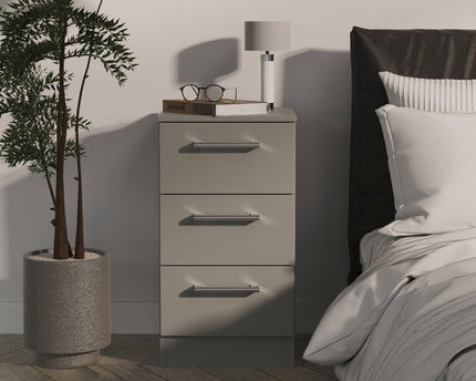 Devon 3 Drawer Bedside Table in Dusk Grey