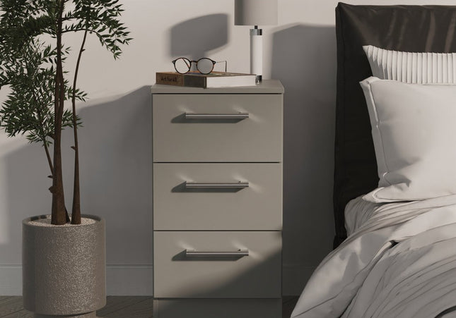 Devon 3 Drawer Bedside Table in Dusk Grey