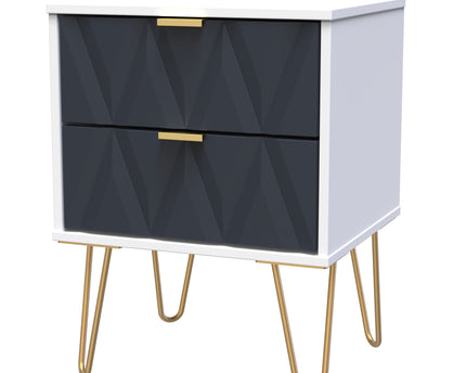 Diamond Trio Bedroom Set In Indigo And White Matt