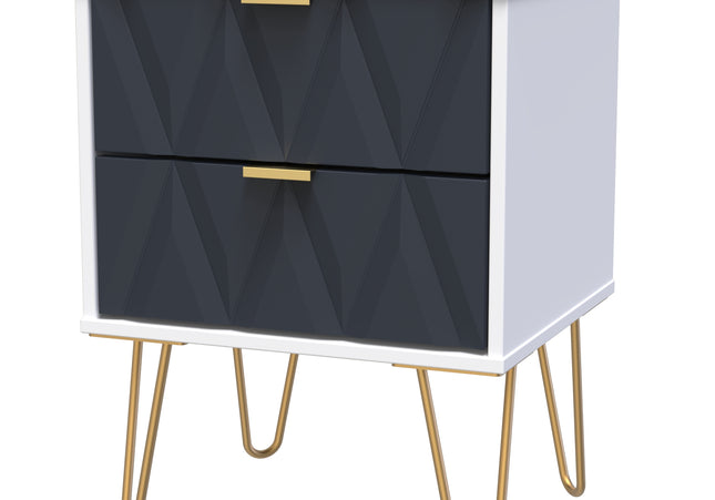 Diamond Trio Bedroom Set In Indigo And White Matt