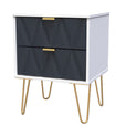 Indigo And White Matt / 2 Drawer Bedside