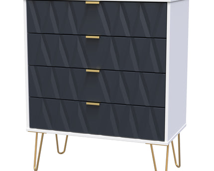 Diamond Trio Bedroom Set In Indigo And White Matt