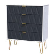 Indigo And White Matt / 4 Drawer Chest