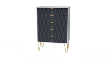 Indigo And White Matt / 5 Drawer Chest