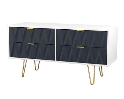 Diamond Trio Bedroom Set In Indigo And White Matt