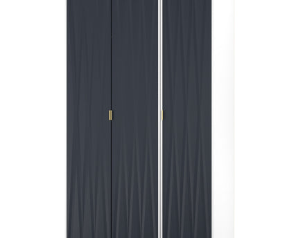 Diamond Trio Bedroom Set In Indigo And White Matt