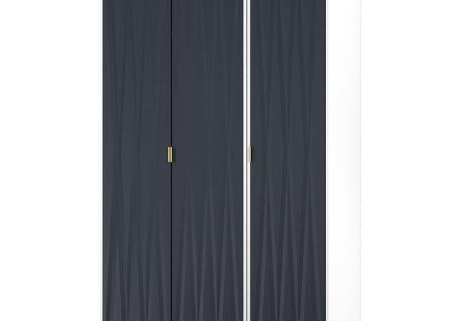 Diamond Trio Bedroom Set In Indigo And White Matt