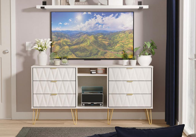 Diamond 6 Drawer TV Unit with legs in Kashmir Matt
