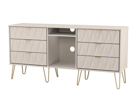 Diamond 6 Drawer TV Unit with legs in Kashmir Matt