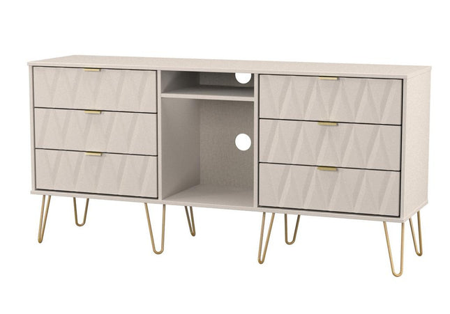 Diamond 6 Drawer TV Unit with legs in Kashmir Matt