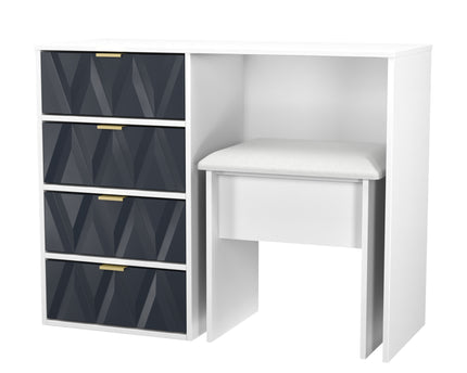 Diamond Trio Bedroom Set In Indigo And White Matt