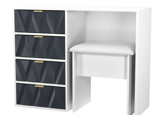 Diamond Trio Bedroom Set In Indigo And White Matt
