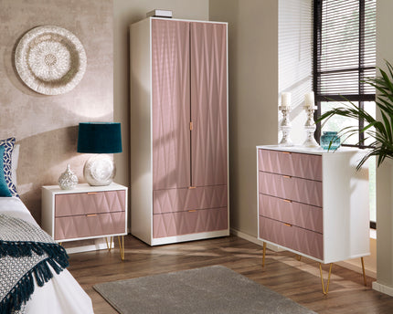 Diamond Trio Bedroom Set In Kobe Pink And Matt White