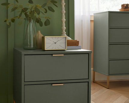 Deigo 2 Drawer Bedside Cabinet in Reed Green