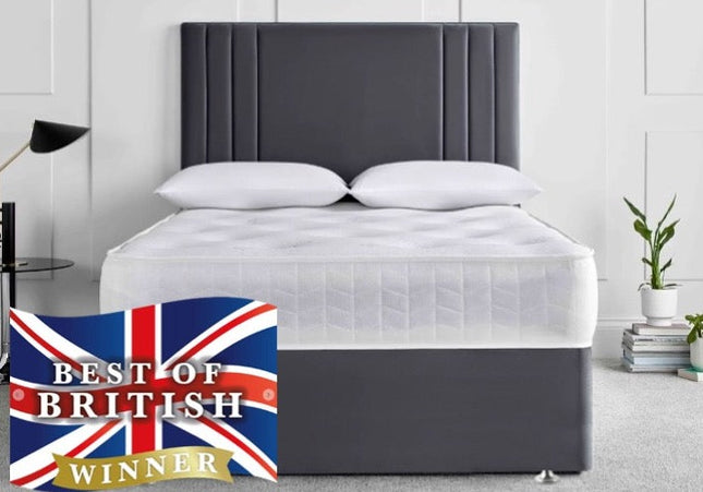 End Stripe Headboard Divan Bed